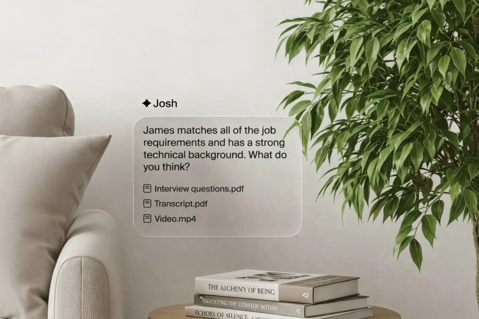 Josh AI messaging interface showing automated candidate communication